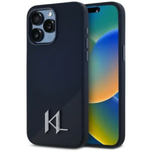 Karl Lagerfeld Silicone Shadow Metal Initial MagSafe Case for iPhone 15 Pro Max Blackeng