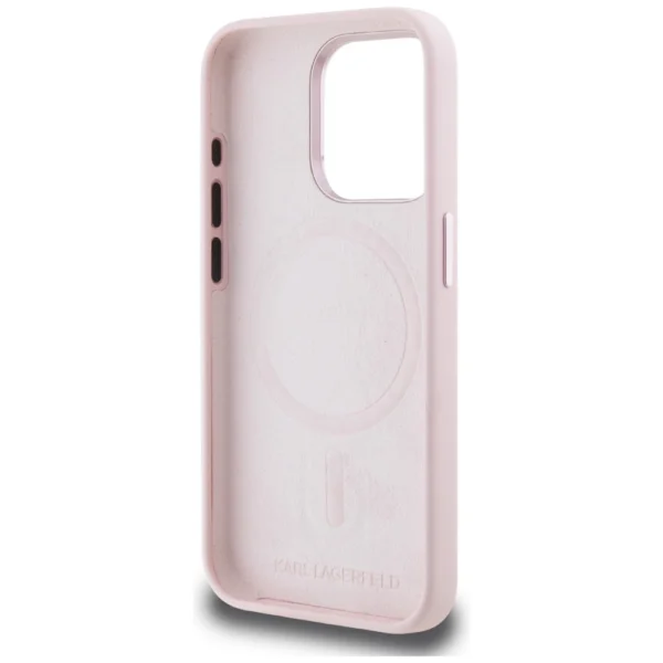 Karl Lagerfeld Silicone Shadow Metal Initial MagSafe Case for iPhone 15 Pro Max Pinkeng