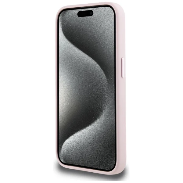 Karl Lagerfeld Silicone Shadow Metal Initial MagSafe Case for iPhone 15 Pro Pinkeng