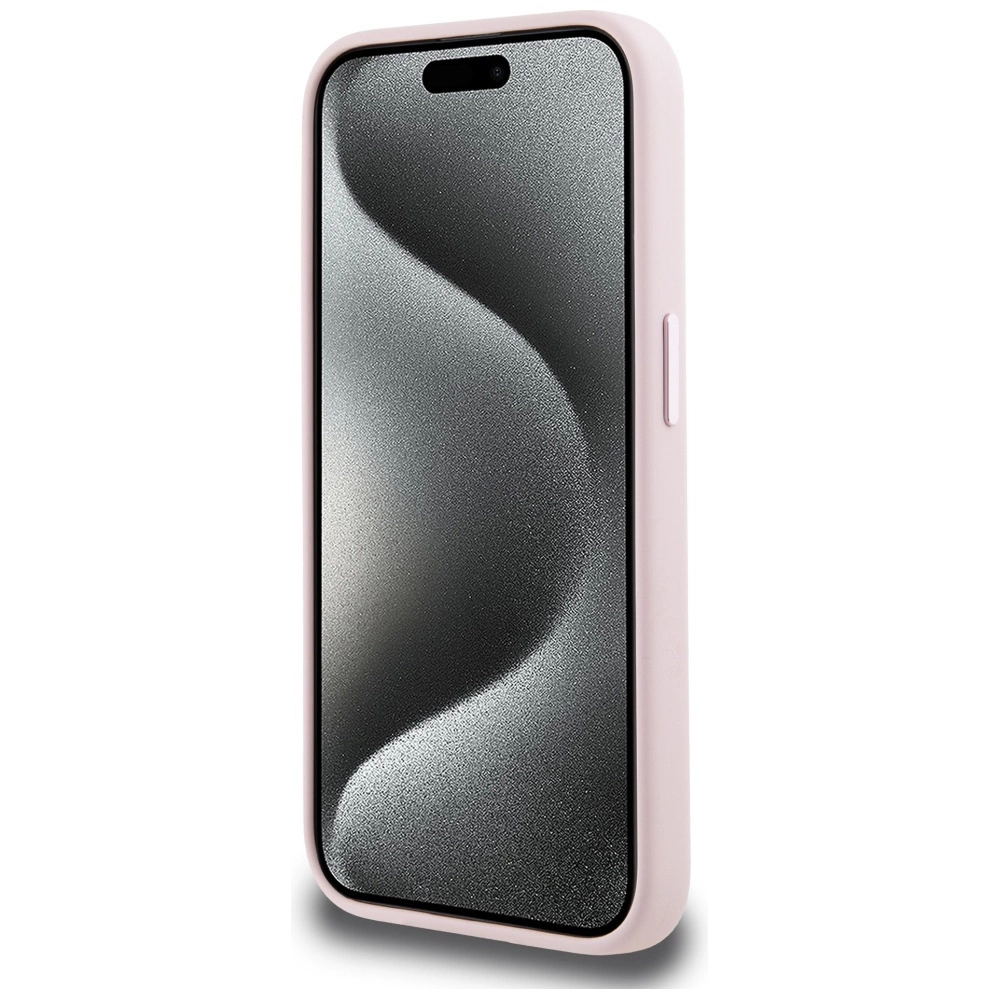 Karl Lagerfeld Silicone Shadow Metal Initial MagSafe Case for iPhone 15 Pro Pinkeng