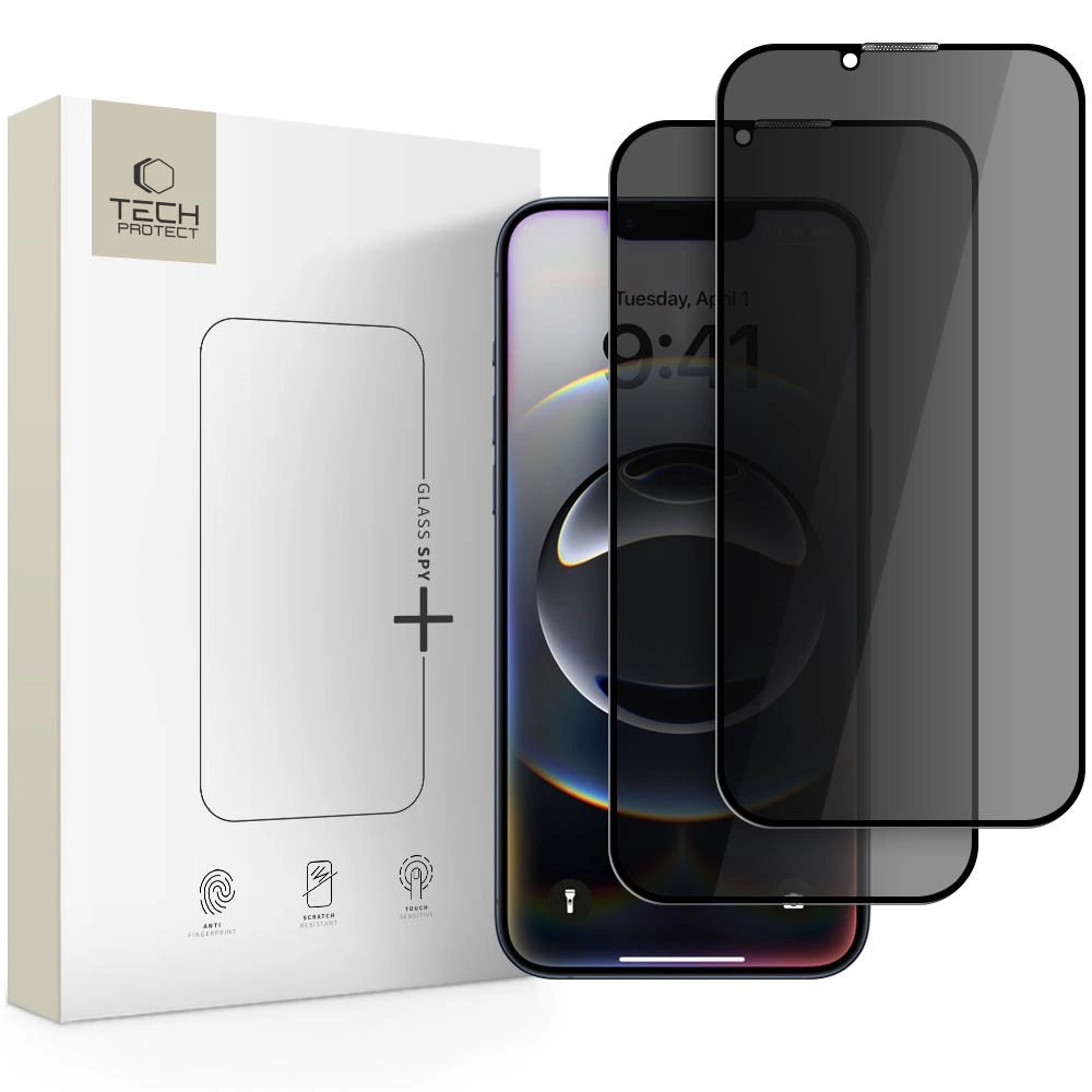 Tech-Protect Anti Spy Glass Pro+ 2-pack for iPhone 16e / 14 / 13 Pro / 13 - blackeng