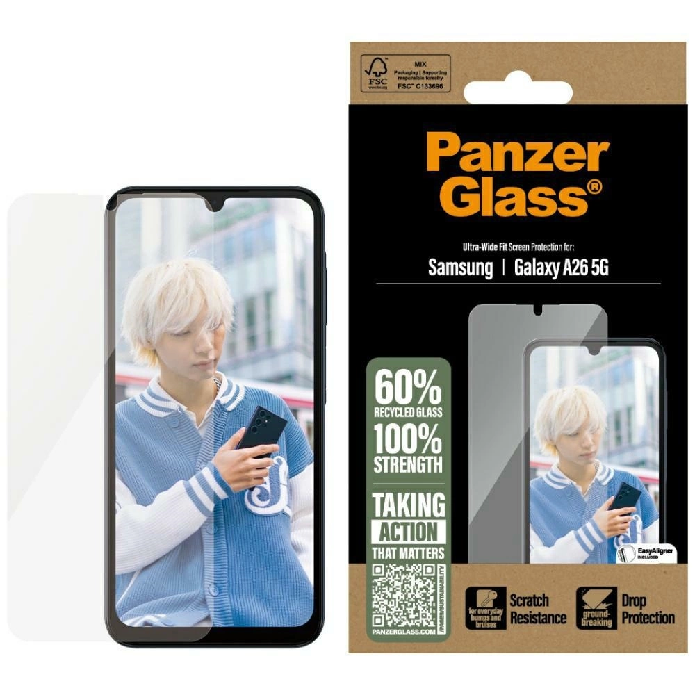 PanzerGlass Ultra-Wide Fit Tempered Glass for Samsung Galaxy A26 5G - Cleareng