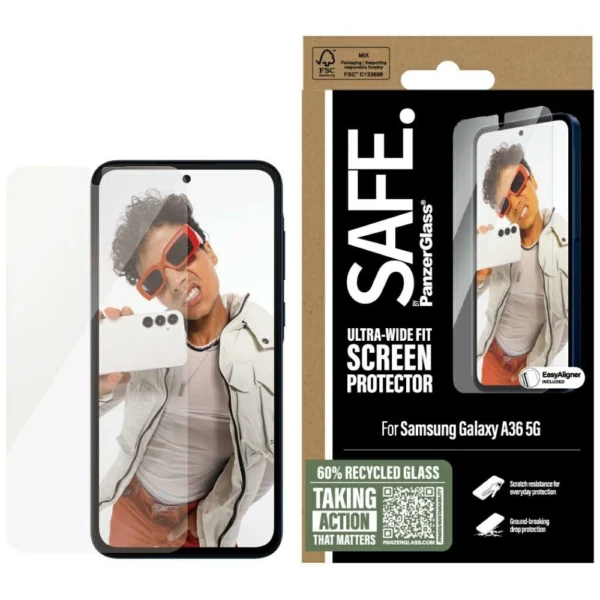 SAFE by PanzerGlass Ultra-Wide Fit Tempered Glass for Samsung Galaxy A36 5G - Cleareng