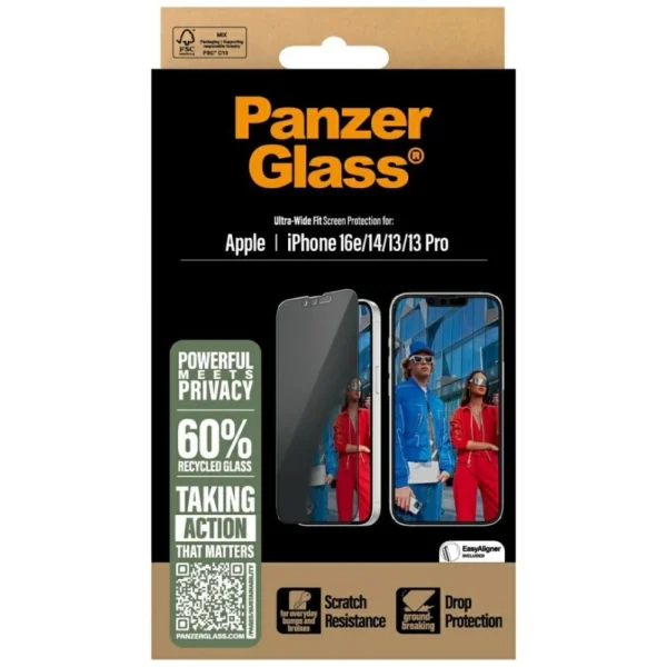 PanzerGlass Ultra-Wide Fit Privacy Glass for iPhone 16e / 14 / 13 / 13 Proeng