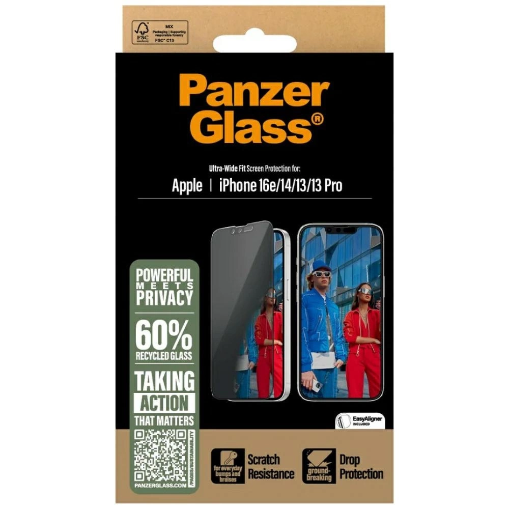 PanzerGlass Ultra-Wide Fit Privacy Glass for iPhone 16e / 14 / 13 / 13 Proeng