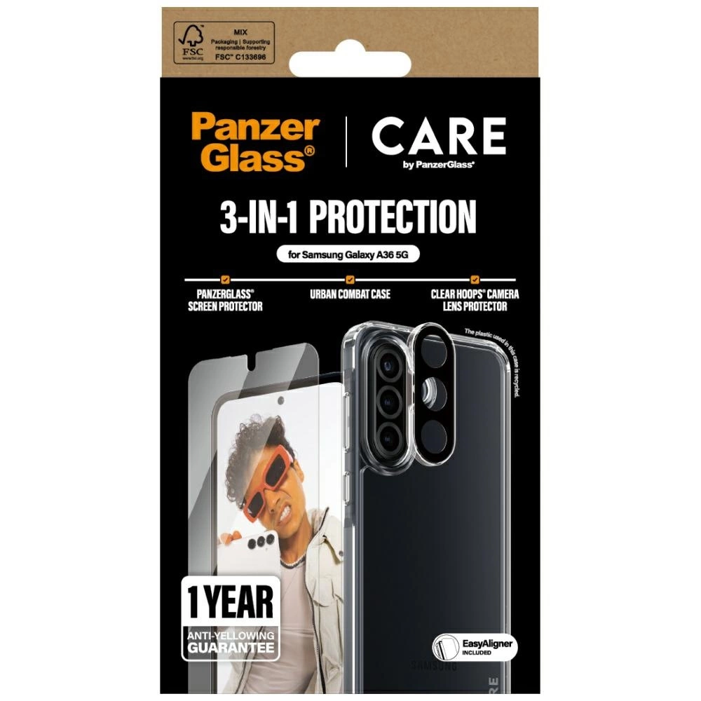 CARE by PanzerGlass Flagship 3in1 Case+Glass+Lens for Samsung Galaxy A36 5G - transparenteng