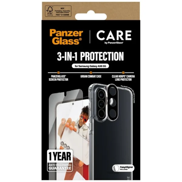 CARE by PanzerGlass Flagship 3in1 Case+Glass+Lens for Samsung Galaxy A56 5G - transparenteng