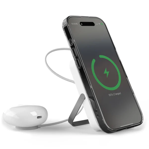 Puro 10000mAh MagSafe Wireless Power Bank with Aluminum Stand - Whiteeng