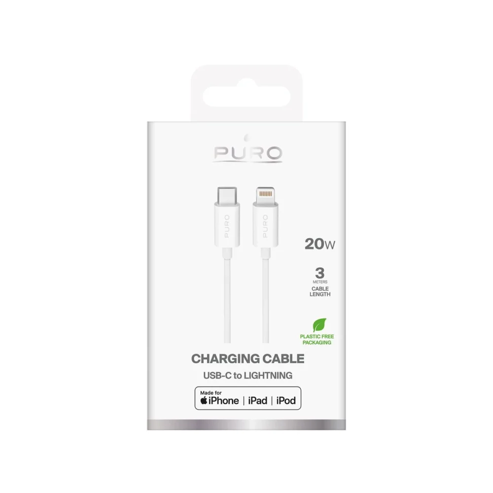 Puro TPE 20W USB-C - Lightning Cable 3m - Whiteeng
