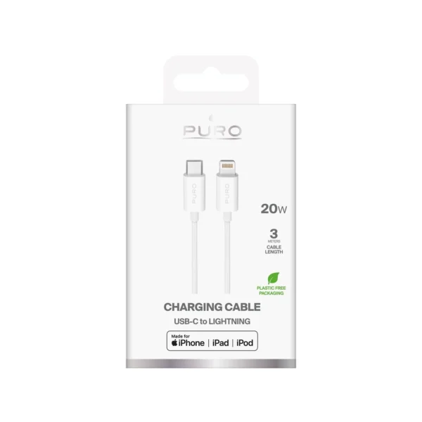 Puro TPE 20W USB-C - Lightning Cable 3m - Whiteeng