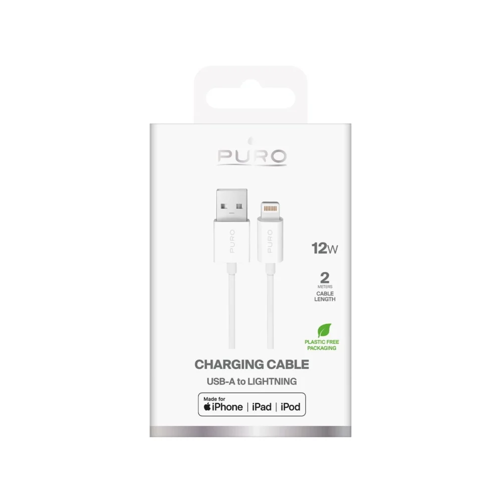 Puro TPE 12W USB-A - Lightning Cable 2m - Whiteeng