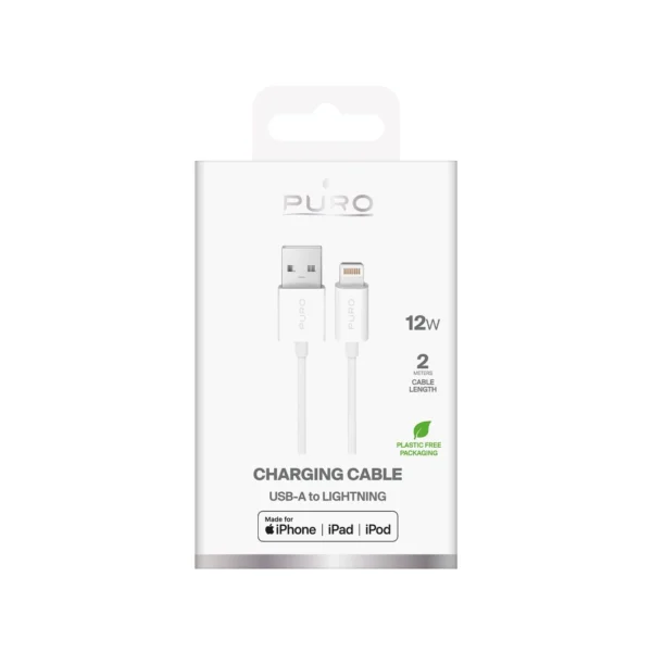 Puro TPE 12W USB-A - Lightning Cable 2m - Whiteeng