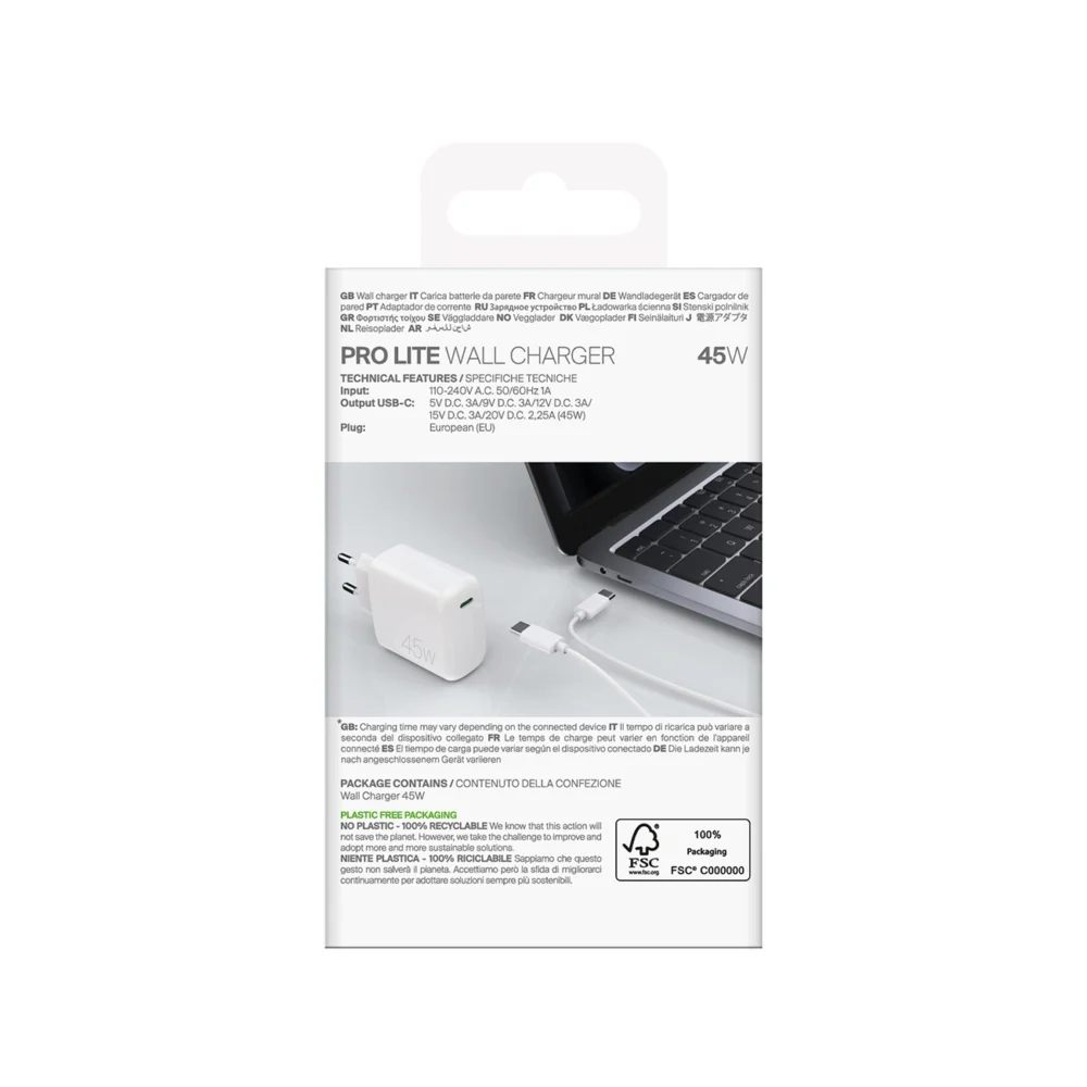 Puro PROLITE 45W USB-C Wall Charger - Whiteeng