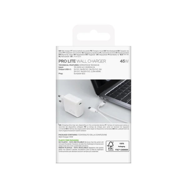 Puro PROLITE 45W USB-C Wall Charger - Whiteeng