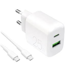 Puro PROLITE 25W USB-A / USB-C wall charger + USB-C - USB-C cable 1.2m - whiteeng