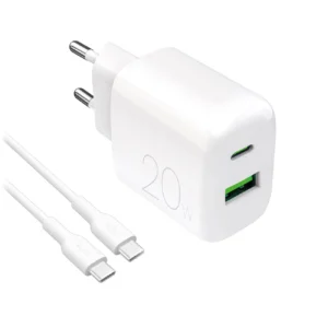 Puro PROLITE 20W USB-A / USB-C wall charger + USB-C - USB-C cable 1.2m - whiteeng