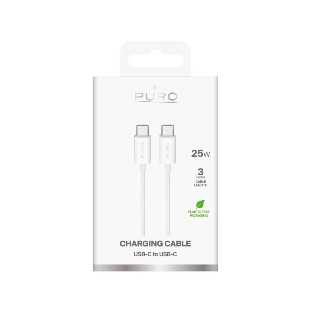 Puro TPE 25W USB-C - USB-C 3m Cable - Whiteeng