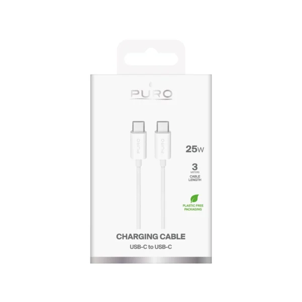 Puro TPE 25W USB-C - USB-C 3m Cable - Whiteeng