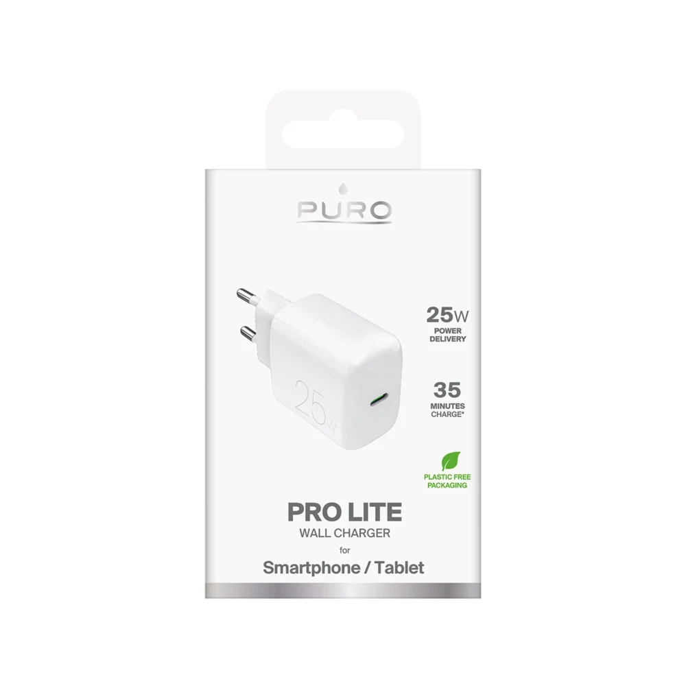 Puro Daily Prolite 25W USB-C Power Delivery Charger - Whiteeng