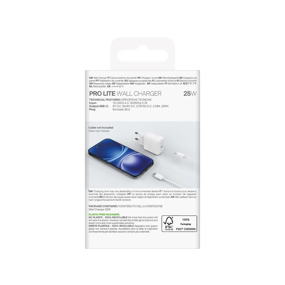 Puro Daily Prolite 25W USB-C Power Delivery Charger - Whiteeng