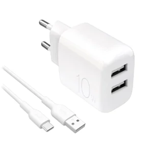 Puro PROLITE 10W 2x USB-A wall charger + USB-A - USB-C cable 1.2m - whiteeng