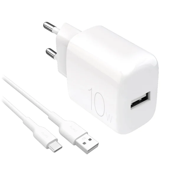 Puro PROLITE 10W USB-A wall charger + USB-A - USB-C cable 1.2m - whiteeng