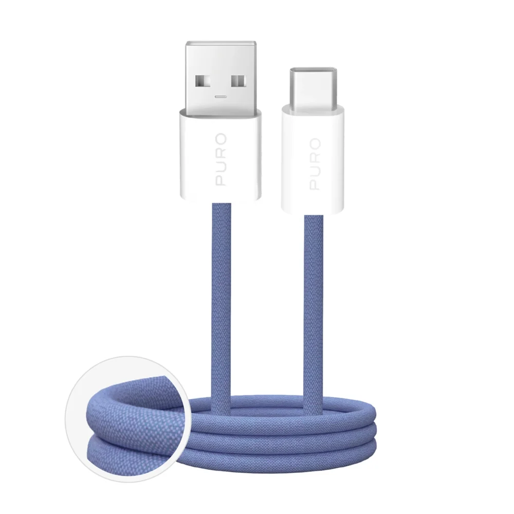 Puro Fabrik 2.0 10W USB-A - USB-C Braided Cable 1.5m - Blueeng
