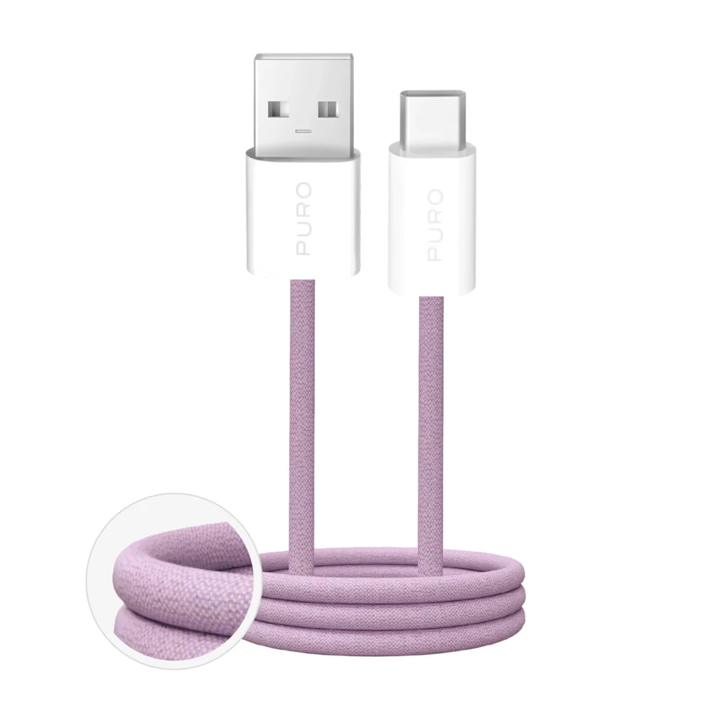 Puro Fabrik 2.0 10W USB-A - USB-C Braided Cable 1.5m - Pinkeng