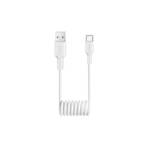 Puro 10W USB-A - USB-C Spiral Cable 1m - Whiteeng