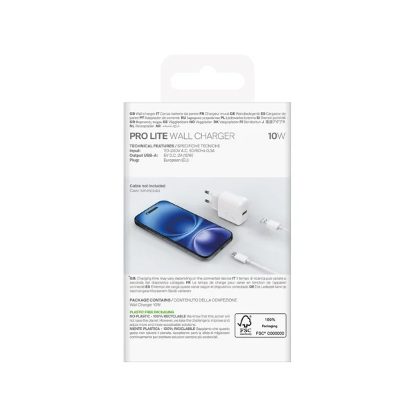 Puro PROLITE 10W USB-A Wall Charger - Whiteeng