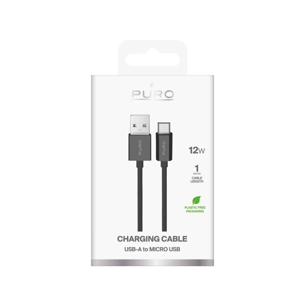 Puro TPE 12W USB-A - microUSB 1m Cable - Blackeng