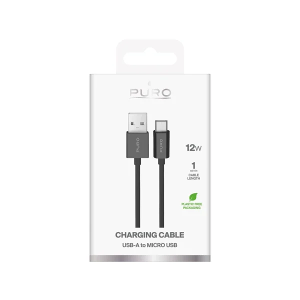 Puro TPE 12W USB-A - microUSB 1m Cable - Blackeng