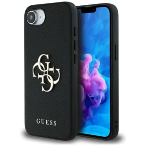 Guess PU Grained 4G Metal Logo case for iPhone 16e - blackeng