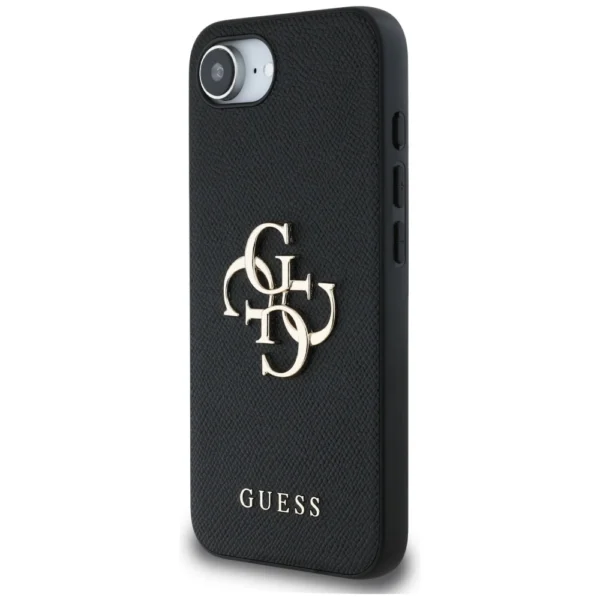 Guess PU Grained 4G Metal Logo case for iPhone 16e - blackeng