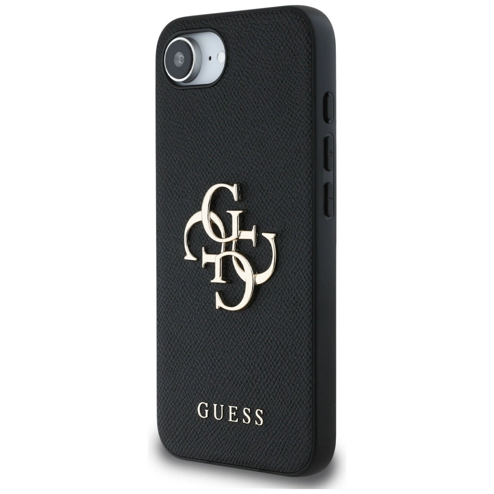 Guess PU Grained 4G Metal Logo case for iPhone 16e - blackeng