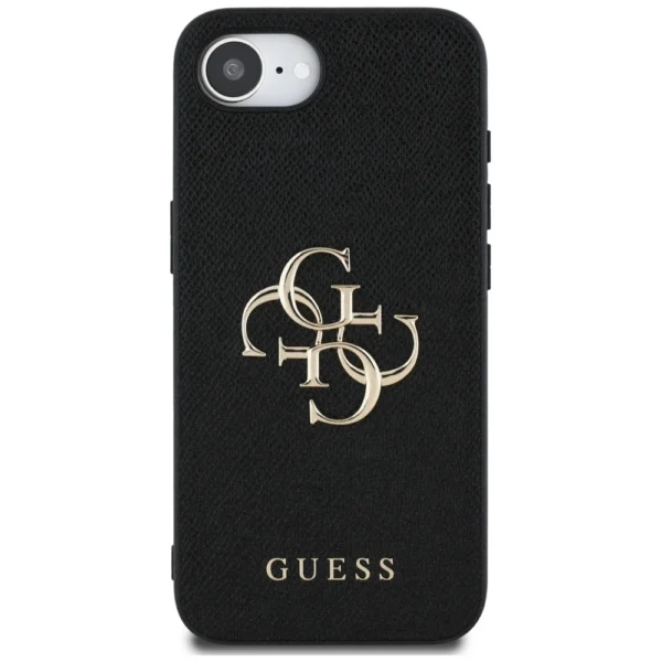 Guess PU Grained 4G Metal Logo case for iPhone 16e - blackeng