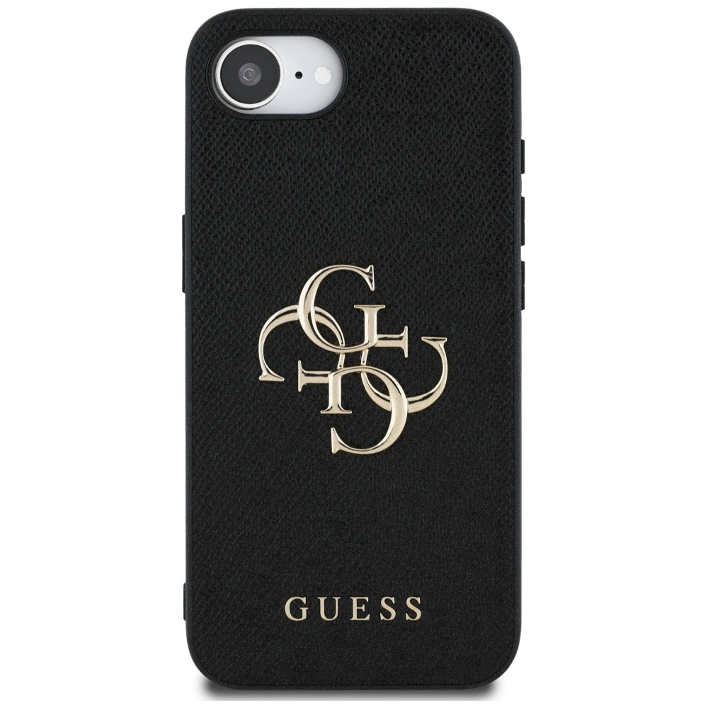 Guess PU Grained 4G Metal Logo case for iPhone 16e - blackeng