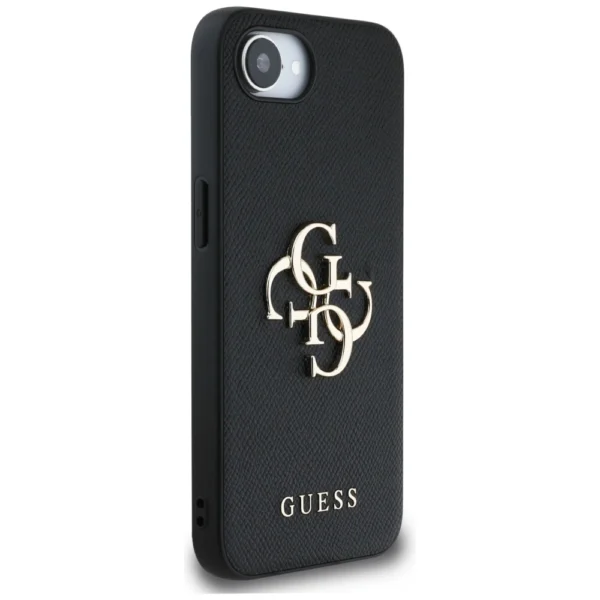 Guess PU Grained 4G Metal Logo case for iPhone 16e - blackeng