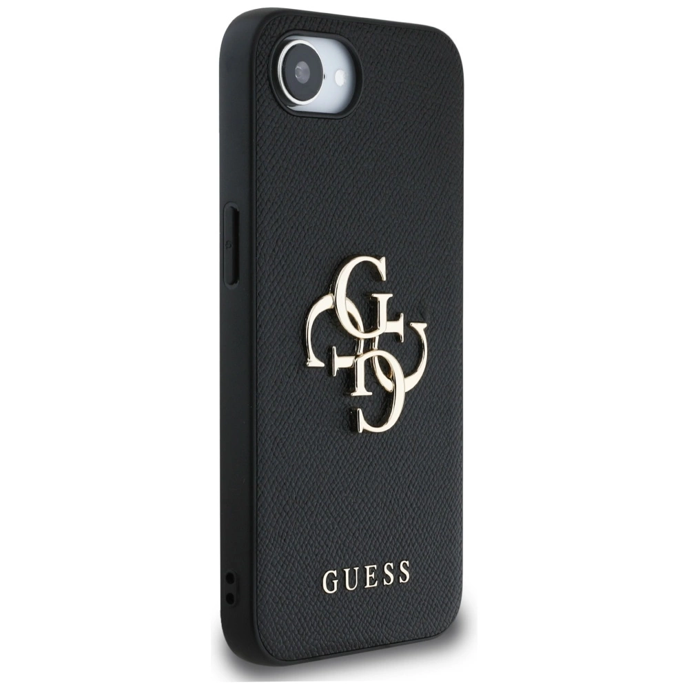 Guess PU Grained 4G Metal Logo case for iPhone 16e - blackeng