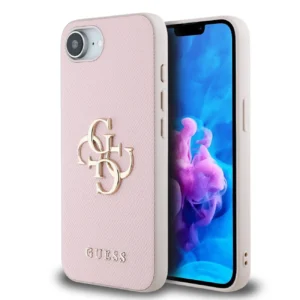Guess PU Grained 4G Metal Logo iPhone 16e Case - Pinkeng
