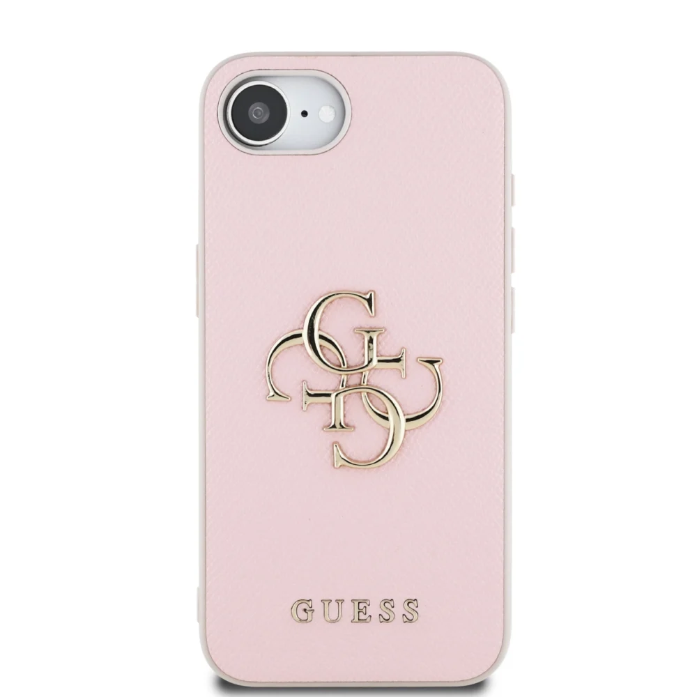 Guess PU Grained 4G Metal Logo iPhone 16e Case - Pinkeng