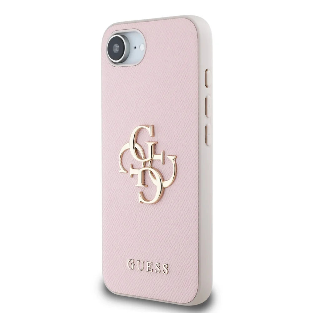 Guess PU Grained 4G Metal Logo iPhone 16e Case - Pinkeng