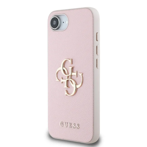 Guess PU Grained 4G Metal Logo iPhone 16e Case - Pinkeng