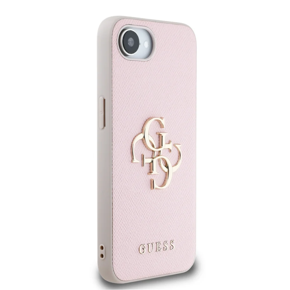 Guess PU Grained 4G Metal Logo iPhone 16e Case - Pinkeng