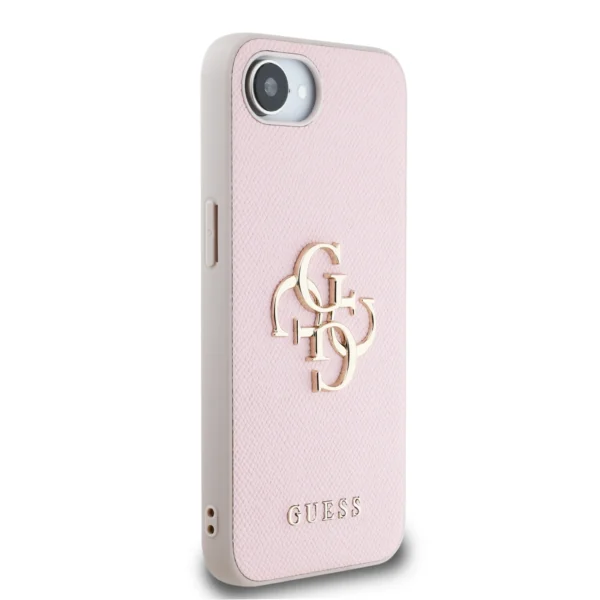 Guess PU Grained 4G Metal Logo iPhone 16e Case - Pinkeng