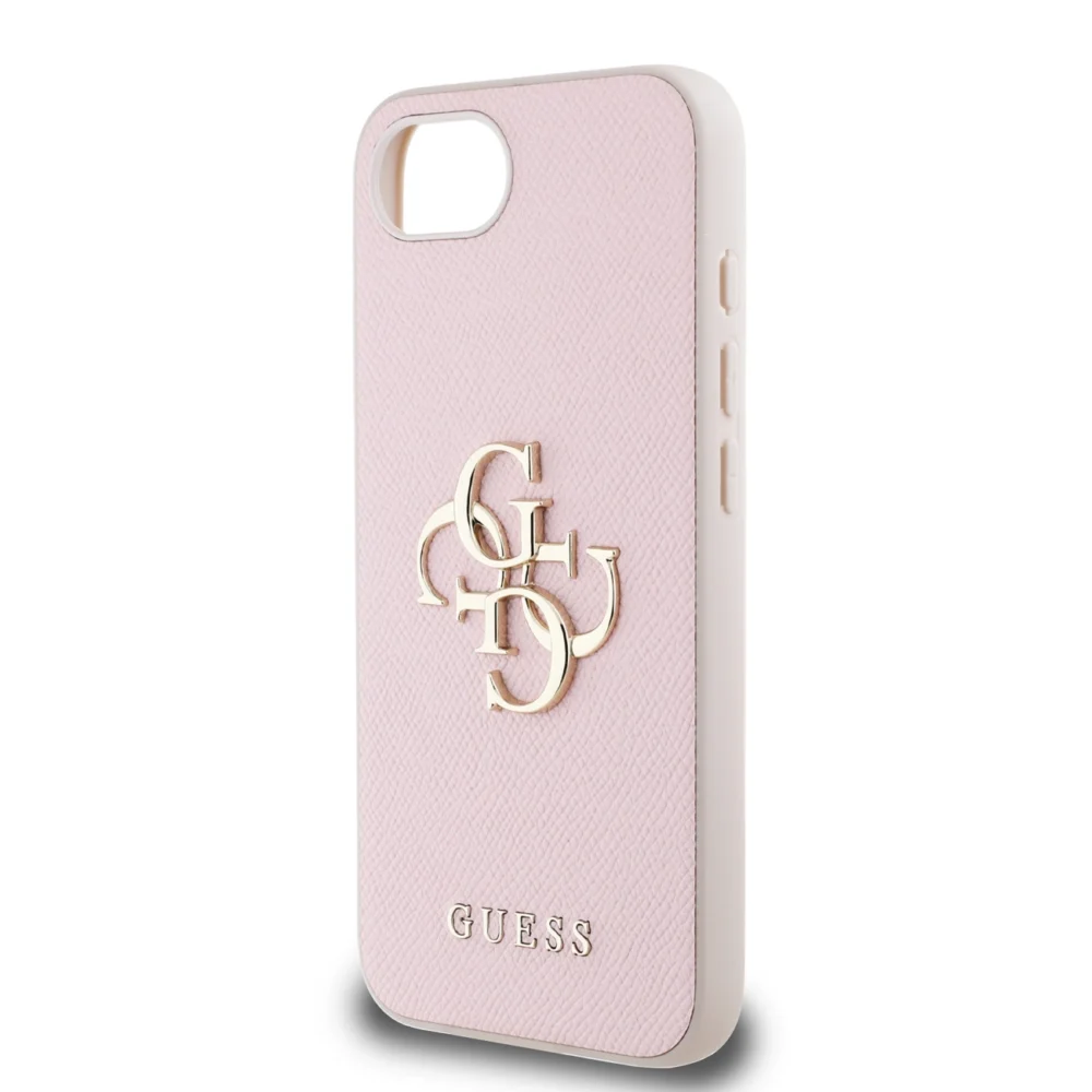 Guess PU Grained 4G Metal Logo iPhone 16e Case - Pinkeng