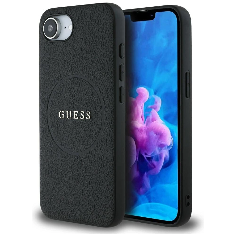 Guess PU Grained Classic Logo case with MagSafe for iPhone 16e - blackeng
