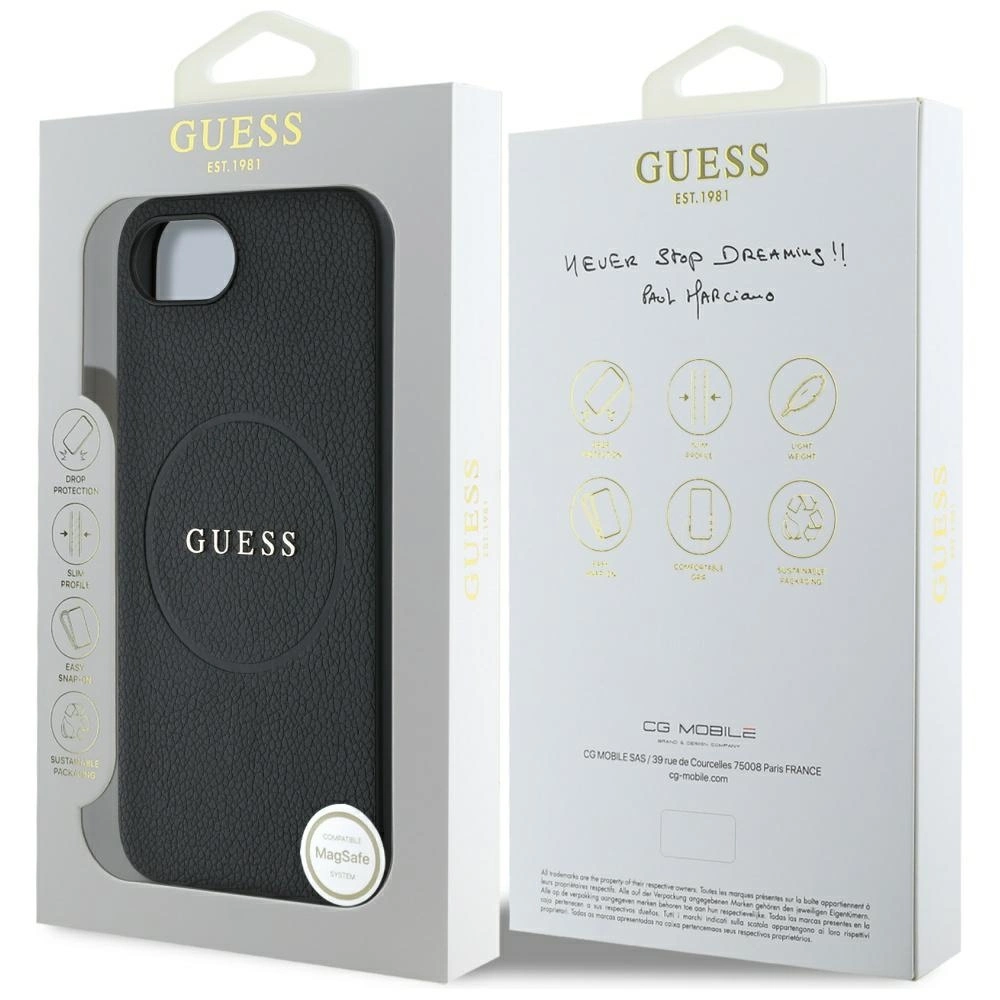 Guess PU Grained Classic Logo case with MagSafe for iPhone 16e - blackeng