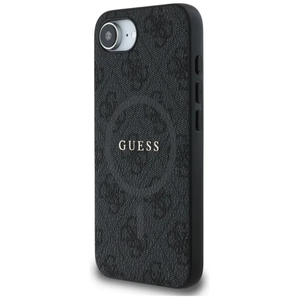 Guess PU Leather 4G Colored Ring Case with MagSafe for iPhone 16e - Blackeng