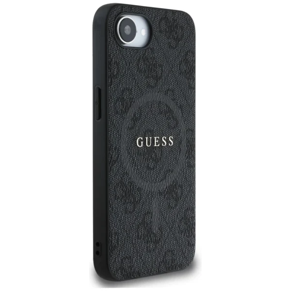 Guess PU Leather 4G Colored Ring Case with MagSafe for iPhone 16e - Blackeng